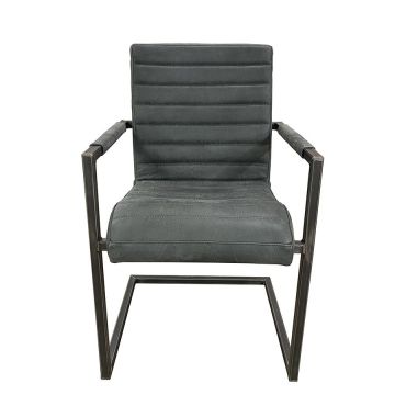 Fauteuil en métal et cuir anthracite - Matteo