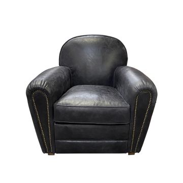 Fauteuil club en cuir noir - Churchill