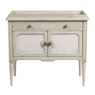 Commode 2 portes 1 tiroir en pin blanc craie - Montaigne