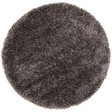 Tapis rond à poils longs gris brun D200cm - Céleste