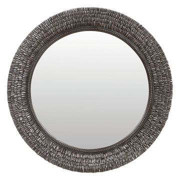 Miroir rond argenté vieilli