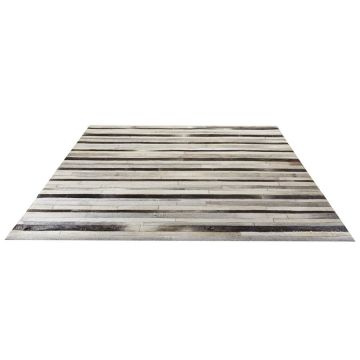 Tapis en cuir patchwork gris 200x300 - Watson