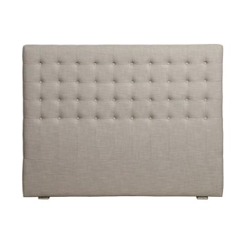 Tête de lit capitonnée 140/160 cm en hévéa et tissu beige - Capucine