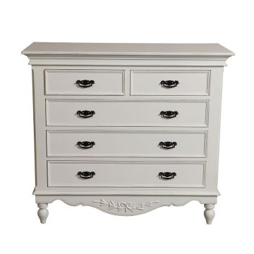 Commode blanche 5 tiroirs - Romance