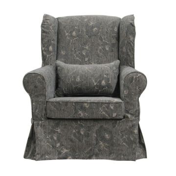 Fauteuil en tissu gris fleuri - Claridge