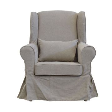 Fauteuil en tissu beige naturel - Claridge