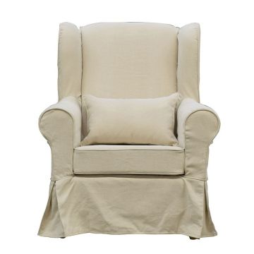 Fauteuil en tissu lin beige - Claridge