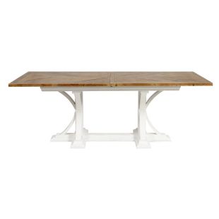 Table repas rectangulaire extensible en bois blanc vieilli 10 à 12 personnes - Vénitiennes