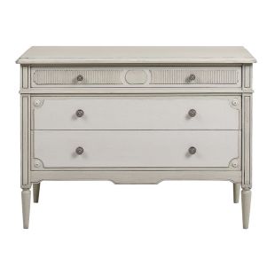 Commode 3 tiroirs en pin blanc craie - Montaigne