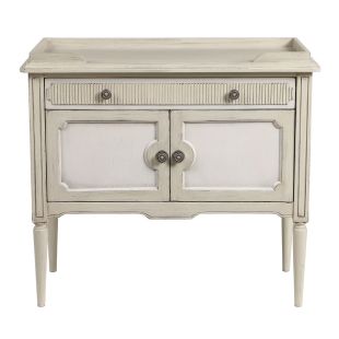 Commode 2 portes 1 tiroir en pin blanc craie - Montaigne