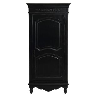 Armoire penderie bonnetière noire 1 porte en bois - Romance