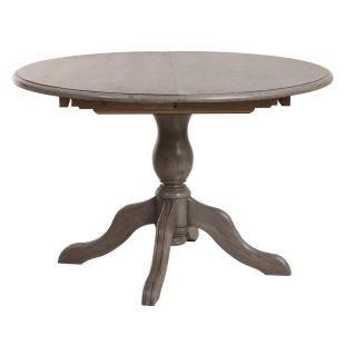Table ronde extensible en épicéa massif brun fumé grisé 4 à 8 personnes - Natural