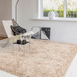 Tapis à poils longs beige foncé 160x230cm - Céleste