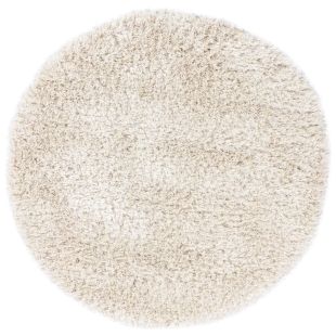 Tapis rond à poils longs blanc cassé D200cm - Céleste