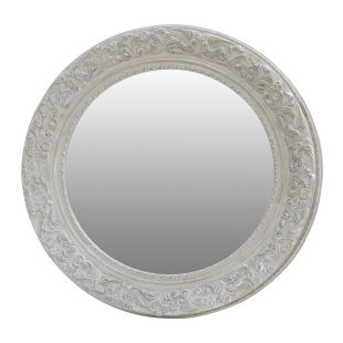 Grand miroir rond en bois