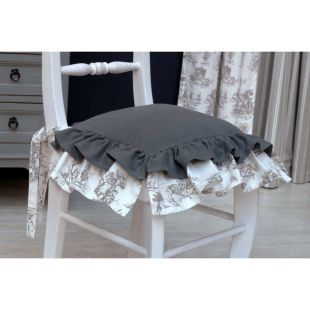 Galettes de chaises blanches et grises en coton et lin 40x40 (lot de 2)
