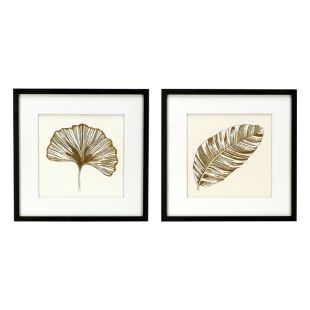 Tableaux décoratifs en bois feuilles (lot de 2)