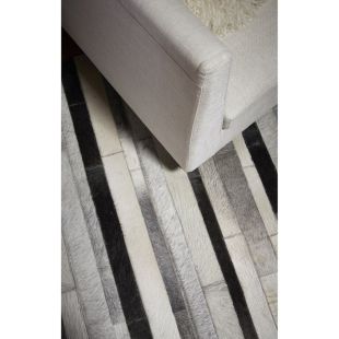 Tapis en cuir patchwork gris 200x300 - Watson