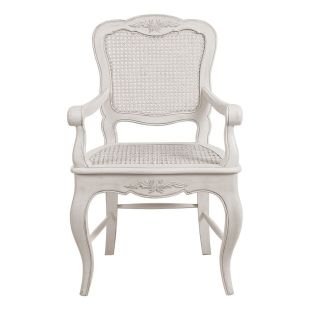 Fauteuil Louis XV en pin massif blanc vieilli - Château