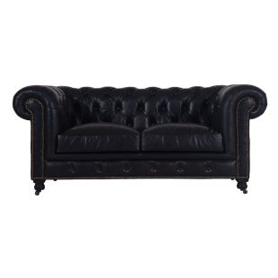 Canapé chesterfield en cuir 2 places Cuir Riders black - Coventry