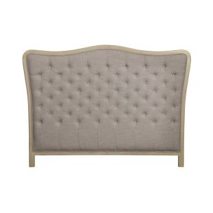 Tête de lit capitonnée 140/160 cm en hévéa et tissu beige - Joséphine