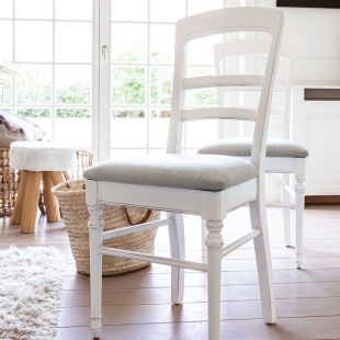 Chaise en bois blanc et tissu - Harmonie